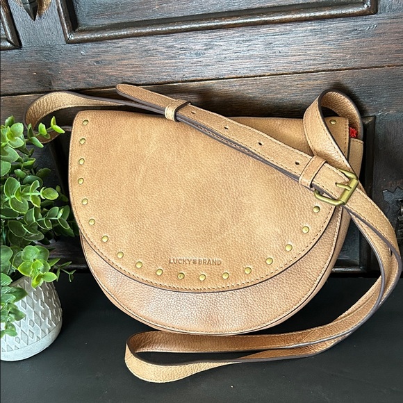 Lucky Brand Light Brown Crossbody Bag with Gold Accents